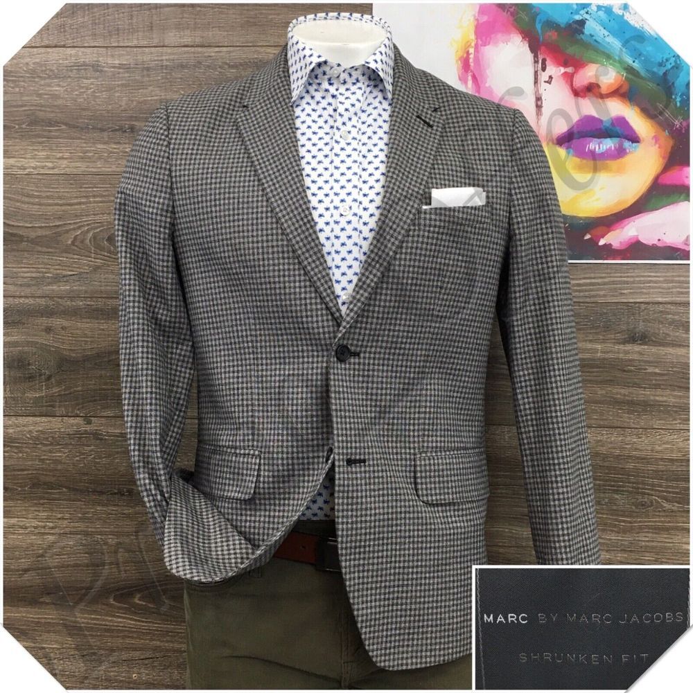 MARC JACOBS Mens Blazer Sport Coat‎ Casual Jacket Size L ( 42 ) Slim Cotton Suit